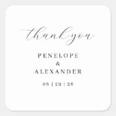 Elegant Black Thank You Card Vierkante Sticker (Voorkant)