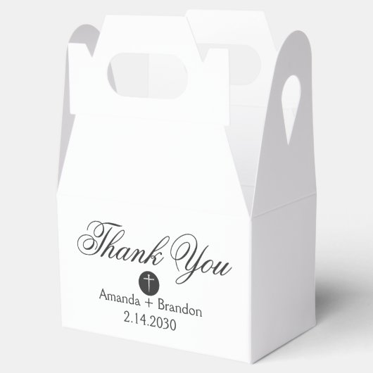 Elegant Black Thank You Christian Cross Wedding Bedankdoosjes (Geopend)