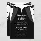 Elegant Black Tie Gay Wedding Invitation Menu (Voorkant / Achterkant)