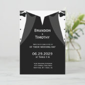 Elegant Black Tie Gay Wedding Invitation Menu (Staand voorkant)