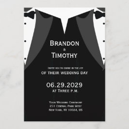 Elegant Black Tie Gay Wedding Invitation Menu