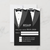 Elegant Black Tie Gay Wedding RSVP Card (Voorkant)