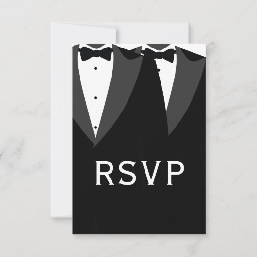 Elegant Black Tie Gay Wedding RSVP Card (Achterkant)