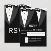 Elegant Black Tie Gay Wedding RSVP Card (Voorkant / Achterkant)