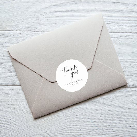Elegant Black Tie Wedding Favor & Envelope Seal Ronde Sticker