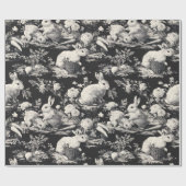 Elegant Black Toile Bunny Easter  Cadeaupapier (Vlak)