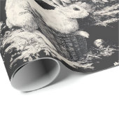Elegant Black Toile Bunny Easter  Cadeaupapier (Rol Hoek)