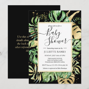 Elegant Black Tropical Gender Neutral Baby shower Kaart