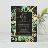 Elegant Black Tropical Gender Neutral Baby shower Kaart (Staand voorkant)