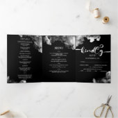 Elegant Black trouwuitnodiging/menu/rsvp. Drieluik Uitnodiging (Binnen)