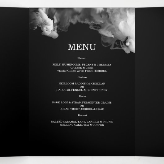 Elegant Black trouwuitnodiging/menu/rsvp. Drieluik Uitnodiging (Binnenkant midden)