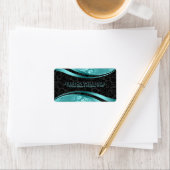 Elegant Black & Turquoise  Floral Dammaskers Etiket (Insitu)