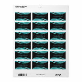 Elegant Black & Turquoise  Floral Dammaskers Etiket (Full Sheet)