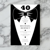 Elegant Black Tuxedo 40th Birthday Kaart