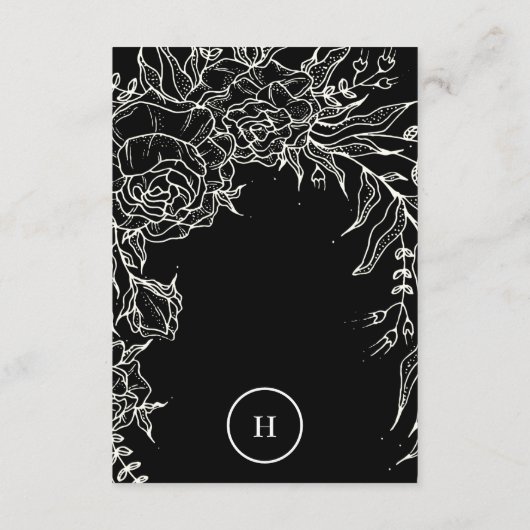 Elegant Black Tuxedo Bright White Wreath Wedding Informatiekaartje (Achterkant)