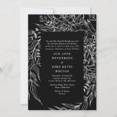 Elegant Black Tuxedo Bright White Wreath Wedding Kaart (Voorkant)