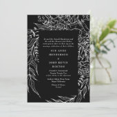 Elegant Black Tuxedo Bright White Wreath Wedding Kaart (Staand voorkant)
