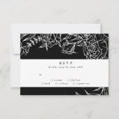 Elegant Black Tuxedo Bright White Wreath Wedding RSVP Kaartje (Voorkant)