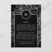 Elegant Black Tuxedo Monogram Wreath Wedding Informatiekaartje (Voorkant)