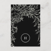Elegant Black Tuxedo Monogram Wreath Wedding Informatiekaartje (Achterkant)