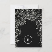 Elegant Black Tuxedo Monogram Wreath Wedding RSVP Kaartje (Achterkant)