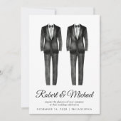 Elegant Black Tuxedo Waterverven Gay Wedding Kaart (Voorkant)