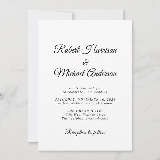 Elegant Black Tuxedo Waterverven Gay Wedding Kaart (Achterkant)