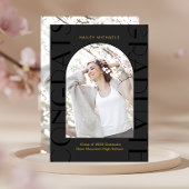 Elegant Black Two Photo Afstuderen Kaart