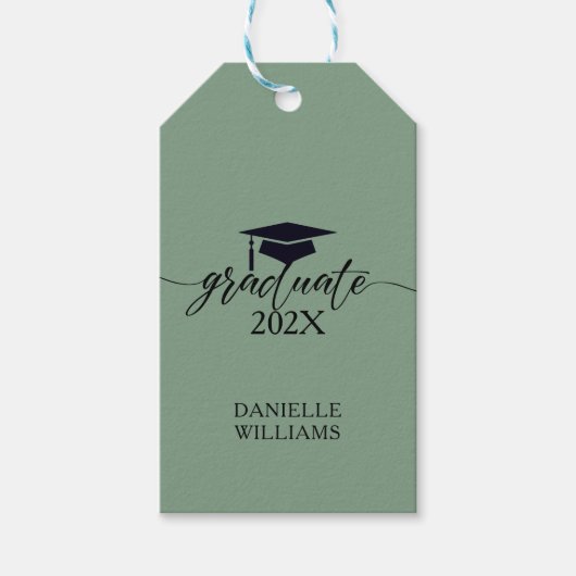 Elegant Black Typografie op Sage Green Background Cadeaulabel (Voorkant)