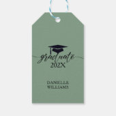 Elegant Black Typografie op Sage Green Background Cadeaulabel (Achterkant)