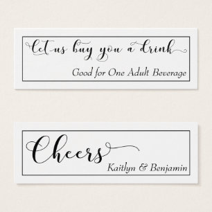 Elegant Black Typografie op White Drink Tickets 2 Mini Visitekaartjes