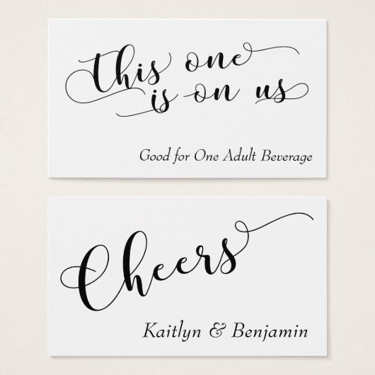 Elegant Black Typografie op White Drink Tickets Visitekaartjes (Voorkant /achterkant)