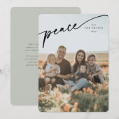 Elegant Black Typographic Script 'Peace' Feestdagenkaart (Voorkant / Achterkant)