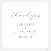 Elegant Black Typographic Thank You Vierkante Sticker (Voorkant)