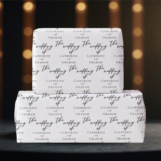 Elegant Black Typography Personalized Wedding Cadeaupapier