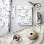 Elegant Black Typography Personalized Wedding Cadeaupapier<br><div class="desc">Eenvoudig chic en stijlvol,  ons minimalistische winterbruiloft-collectie biedt elegante cursieve typografie voor uw moderne gebeurtenis. Druk uw bruidsfeest en gasten met dit vette avondbruiloft verpakkingsdocument met gepersonaliseerd zwart script op een witte achtergrond.</div>
