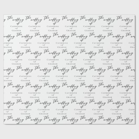 Elegant Black Typography Personalized Wedding Cadeaupapier (Vlak)