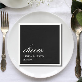 Elegant Black Typography Personalized Wedding Servet