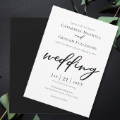 Elegant Black Typography Simple Modern Wedding Kaart