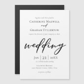 Elegant Black Typography Simple Modern Wedding Magnetische Uitnodiging (Voorkant / Achterkant)