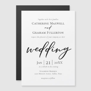 Elegant Black Typography Simple Modern Wedding Magnetische Uitnodiging