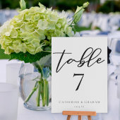 Elegant Black Typography Wedding Table Number Kaar