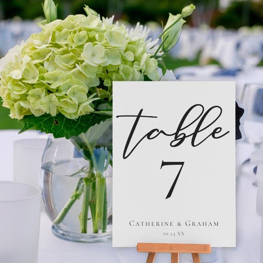 Elegant Black Typography Wedding Table Number Kaar