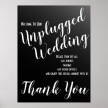 Elegant Black Unplugged Wedding Sign