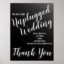 Elegant Black Unplugged Wedding Sign Poster