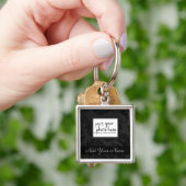 Elegant Black Velvet Style Floral Foto en tekst Sleutelhanger (Hand)