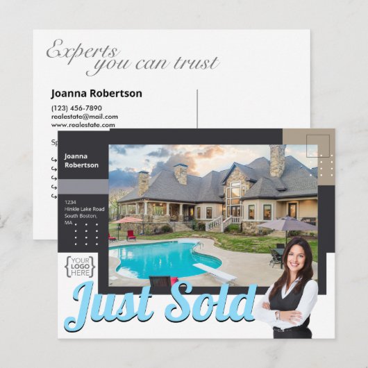 Elegant Black Verkocht alleen sjabloon onroerend g Briefkaart (Voorkant / Achterkant)