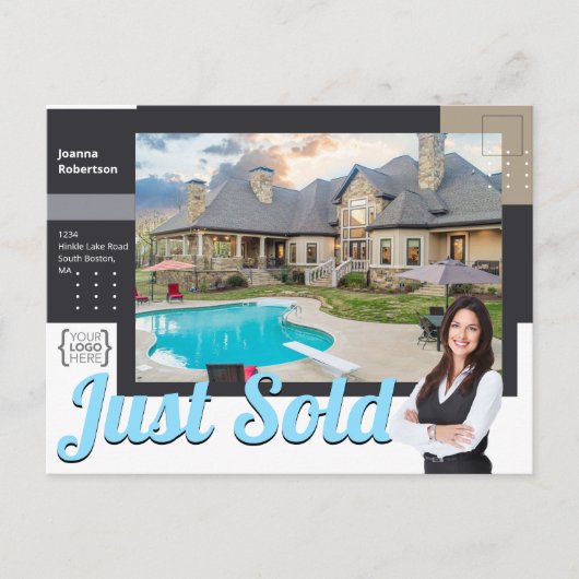 Elegant Black Verkocht alleen sjabloon onroerend g Briefkaart (Voorkant)