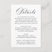 Elegant Black Victorian Floral Wedding Details Informatiekaartje (Voorkant)