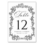 Elegant Black Victorian Floral Wedding Kaart (Voorkant)